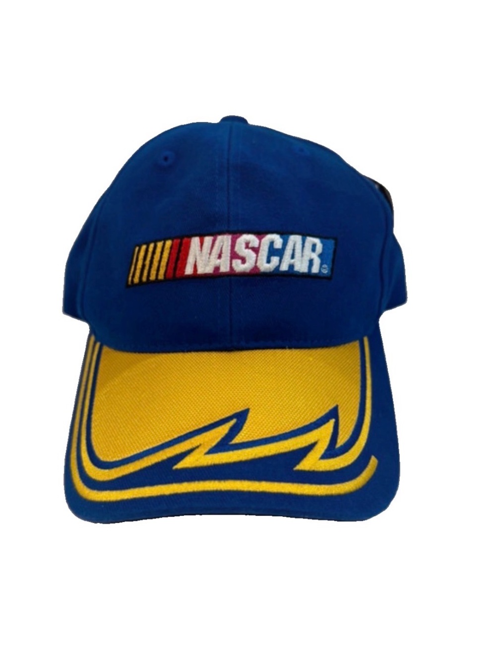 NASCAR Nordyne Checker Flag Sports Blue Yellow Adjustable Racing Hat NWT